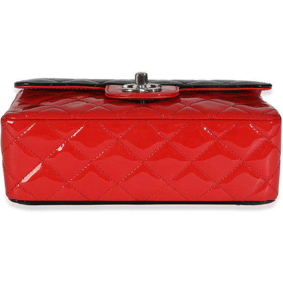 Chanel Red Black Quilted Patent Bi-Color Mini Rectangular Flap Bag - Picture 5 of 8